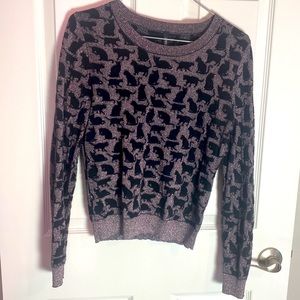 Divided by H&M Black Cat Metallic Pink Knit Sweater Size S